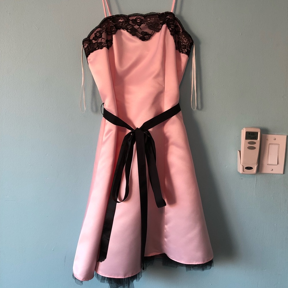 Pink Dress with Black Lacing